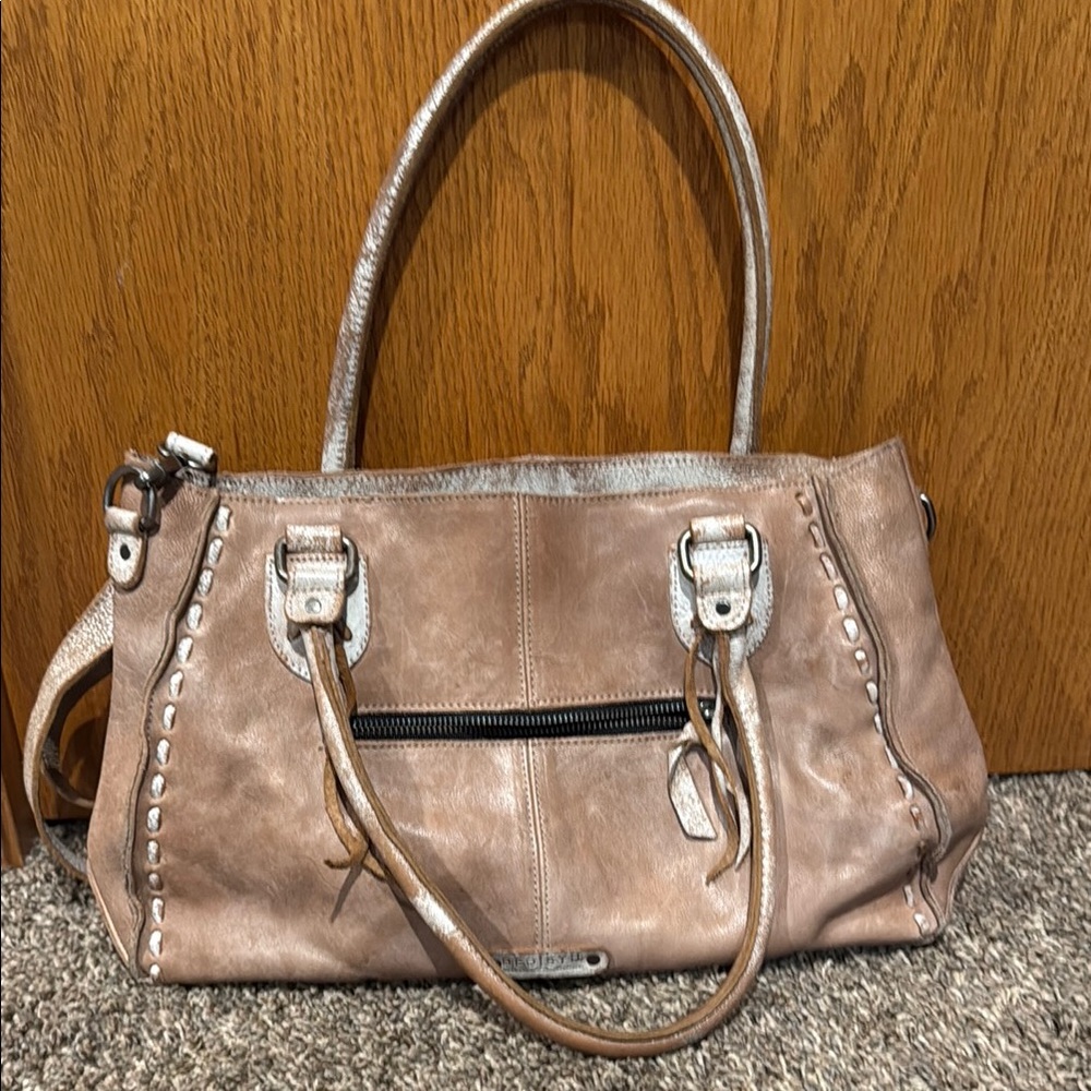 Bed Stu Tan Shoulder Bag with Braided Detailing